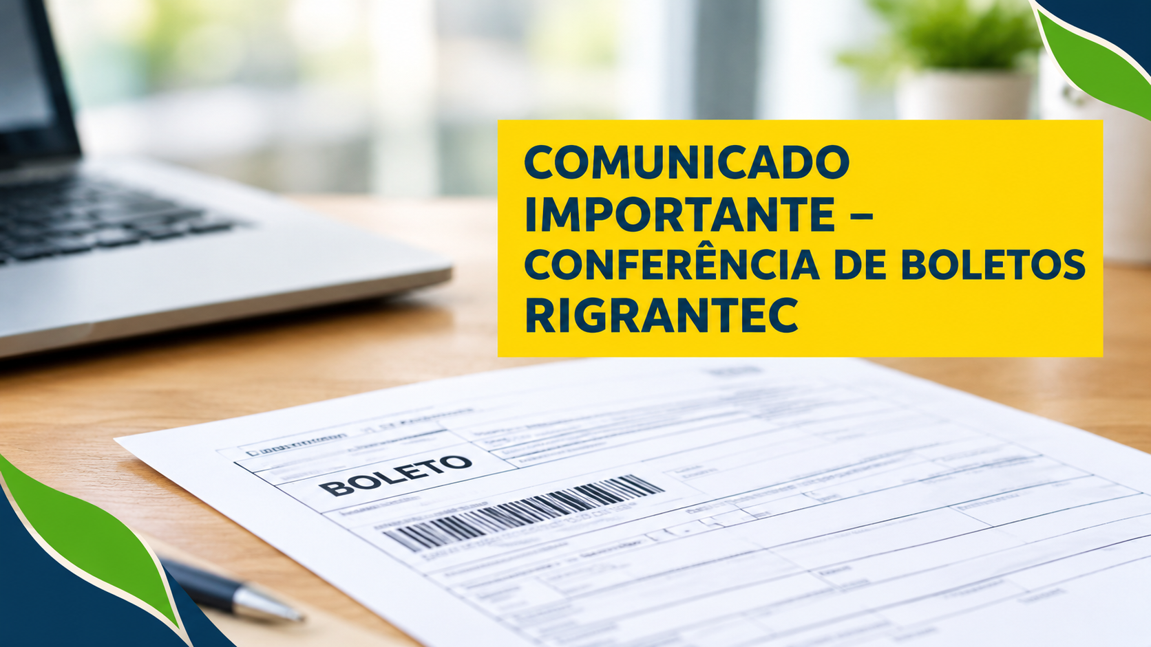 COMUNICADO IMPORTANTE – CONFERÊNCIA DE BOLETOS RIGRANTEC